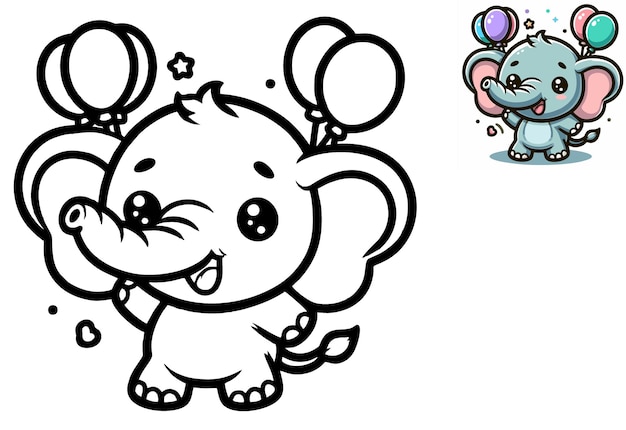 Un dessin animé d'un mignon éléphant
