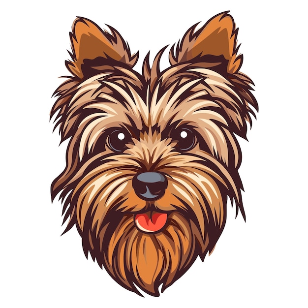 Dessin animé mignon logo emblème du Yorkshire Terrier