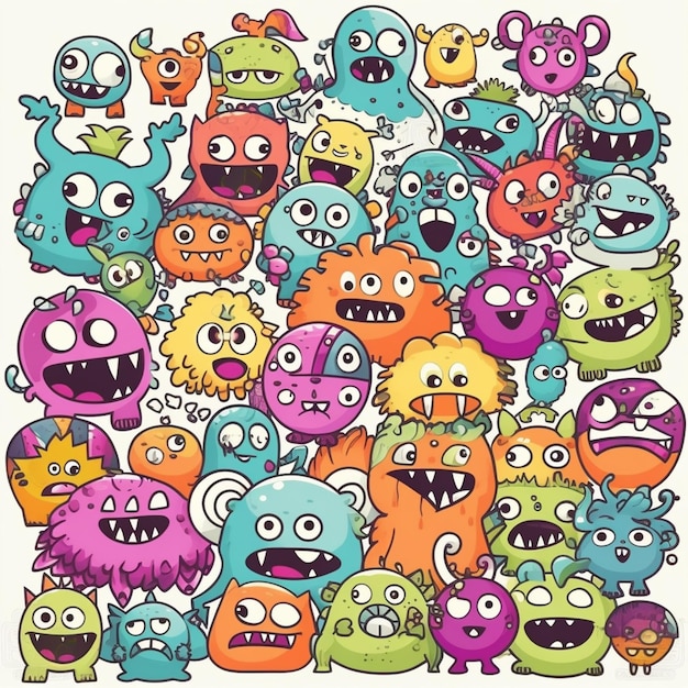 Un dessin animé de nombreux monstres dont l'un dit "monstre"