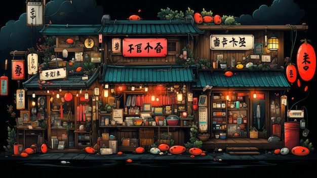 Dessin animé nostalgique Tokyo Street Retro Vibes