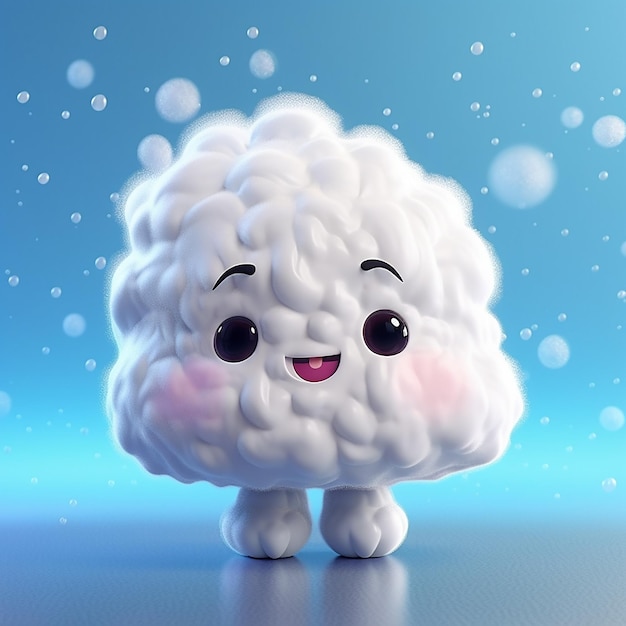 Un dessin animé d'un nuage blanc avec le visage d'un visage souriant.