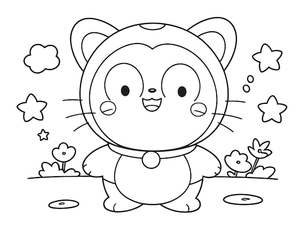 un dessin animé d'un personnage animé avec un stylo et des fleurs