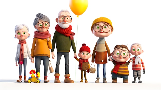 Photo un dessin animé de personnes âgées avec des lunettes et un ballon