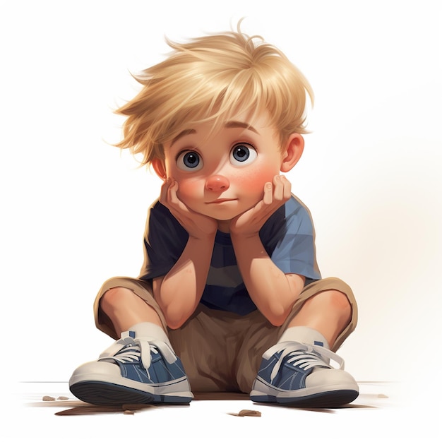 Dessin animé petit garçon dans le style Pixar