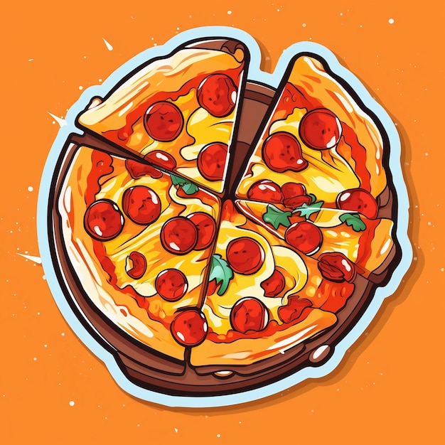 Un dessin animé d'une pizza au pepperoni dessus