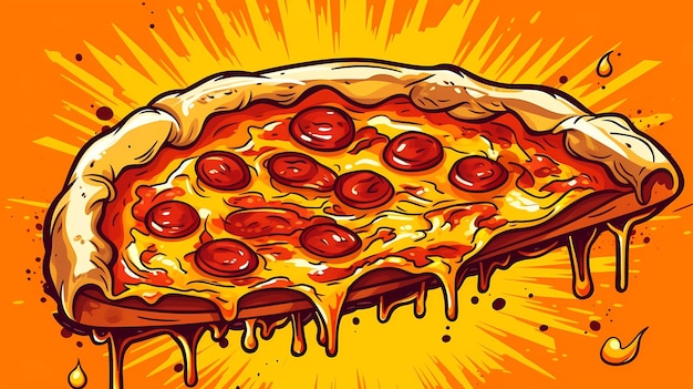 Un dessin animé d'une pizza au pepperoni