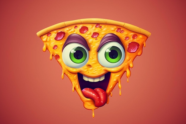 Photo un dessin animé d'une pizza avec un visage qui dit monstre dessus.