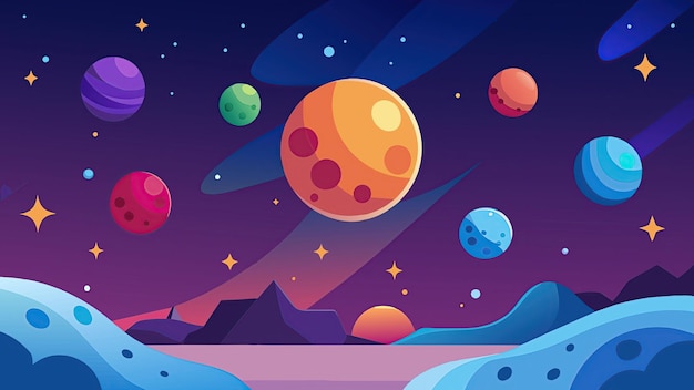 un dessin animé des planètes et du système stellaire
