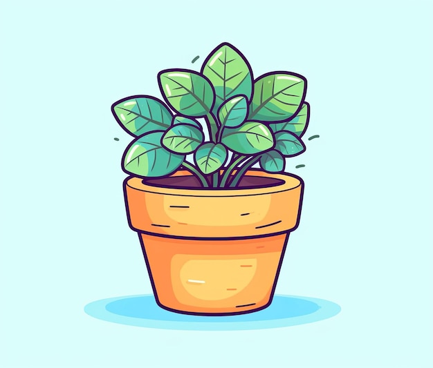 Un dessin animé d'une plante dans un pot