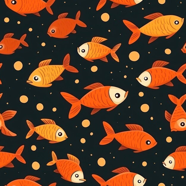 dessin animé de poissons orange mignon pour sans couture