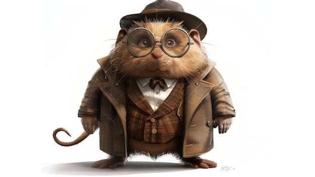 un dessin animé d'un rat avec des lunettes et un chapeau qui dit porc-épic