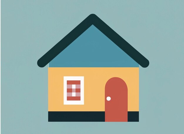 Photo un dessin animé représentant une maison avec une porte rouge et une fenêtre.