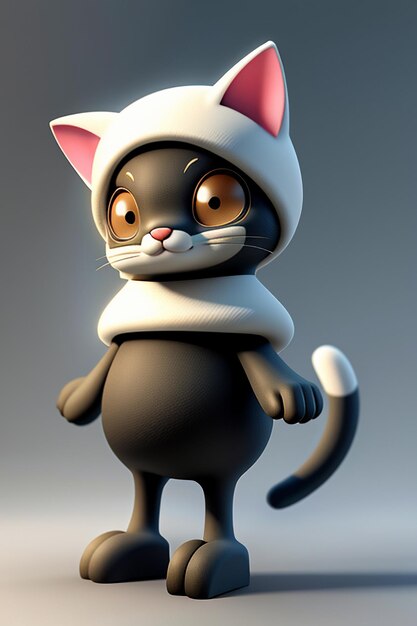 Dessin animé style kawaii mignon chat personnage modèle rendu 3D produit conception jeu jouet ornement