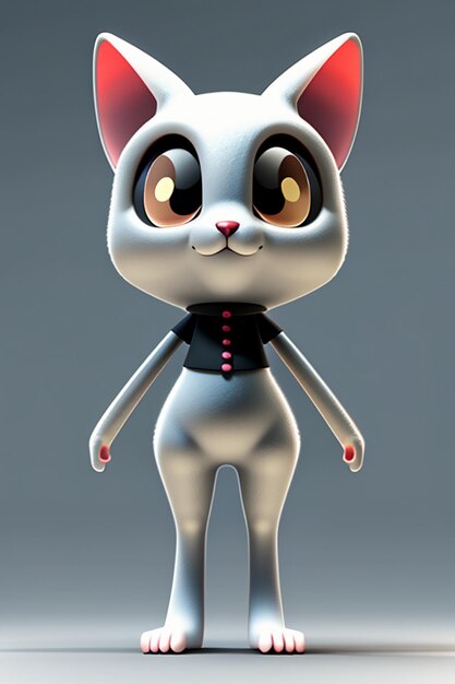 Photo dessin animé style kawaii mignon chat personnage modèle rendu 3d produit conception jeu jouet ornement