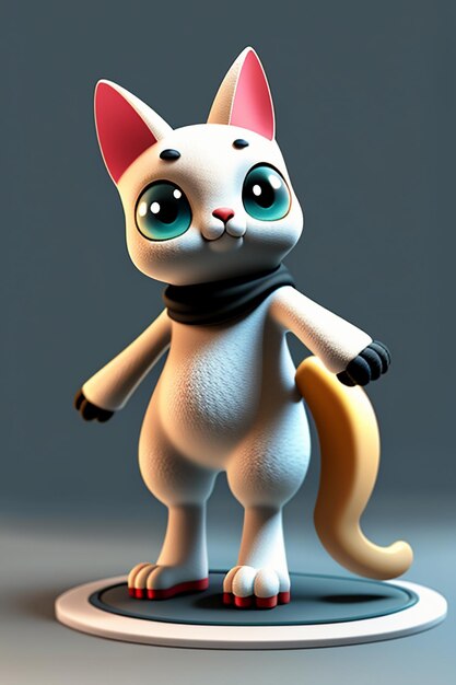 Dessin animé style kawaii mignon chat personnage modèle rendu 3D produit conception jeu jouet ornement