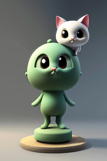 Photo dessin animé style kawaii mignon chat personnage modèle rendu 3d produit conception jeu jouet ornement
