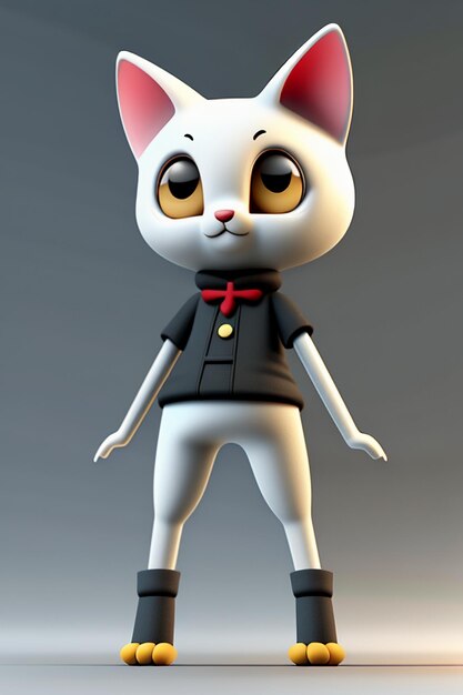 Dessin animé style kawaii mignon chat personnage modèle rendu 3D produit conception jeu jouet ornement