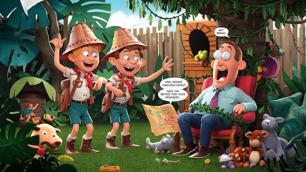 un dessin animé de trois enfants avec un livre appelé citation le mot citation sur lui