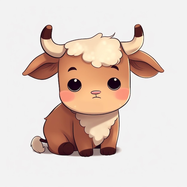 Un dessin animé d'une vache avec un fond blanc