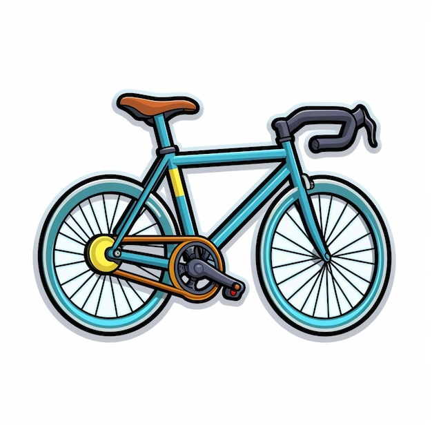 un dessin animé d'un vélo bleu avec un siège jaune ai génératif