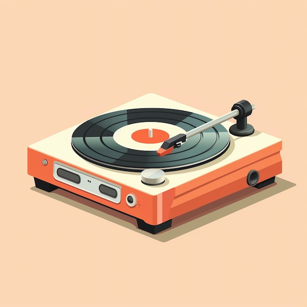 dessin animé, vendange, vinyle, tourne-disque, 3d