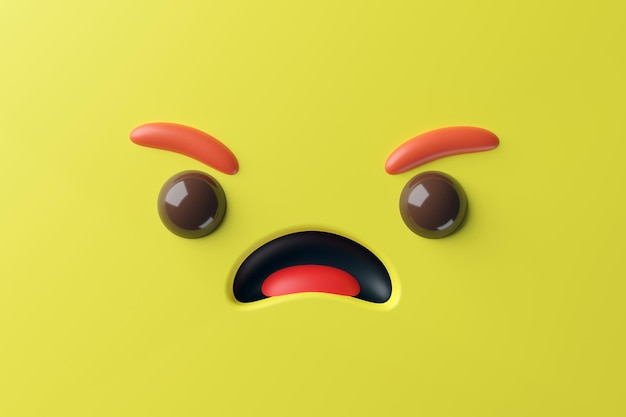 dessin animé de visage en colère dans la conception de rendu 3d.