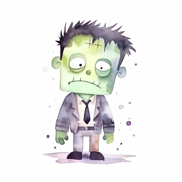 Un dessin animé d'un zombie avec une cravate qui dit "je suis un zombie".