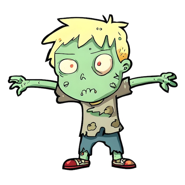 Dessin animé zombie t pose fond blanc