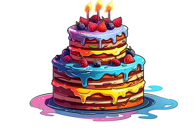 Un dessin d'anniversaire un gâteau