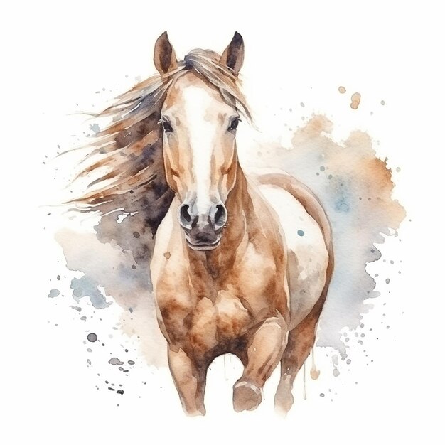 Photo dessin d'aquarelle de cheval sur le mur d'une maison abstraite