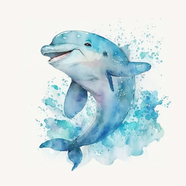 Un dessin à l'aquarelle d'un dauphin.