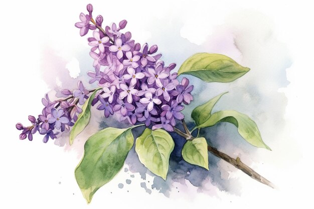 Un dessin à l'aquarelle d'une fleur de lilas