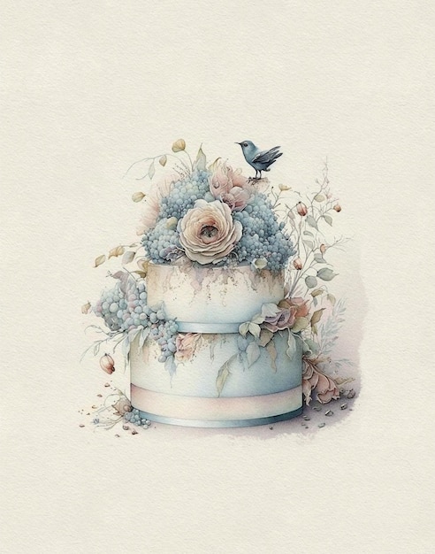 dessin aquarelle de gâteau d'anniversaire gâteau d'anniversaire gâteau de mariage