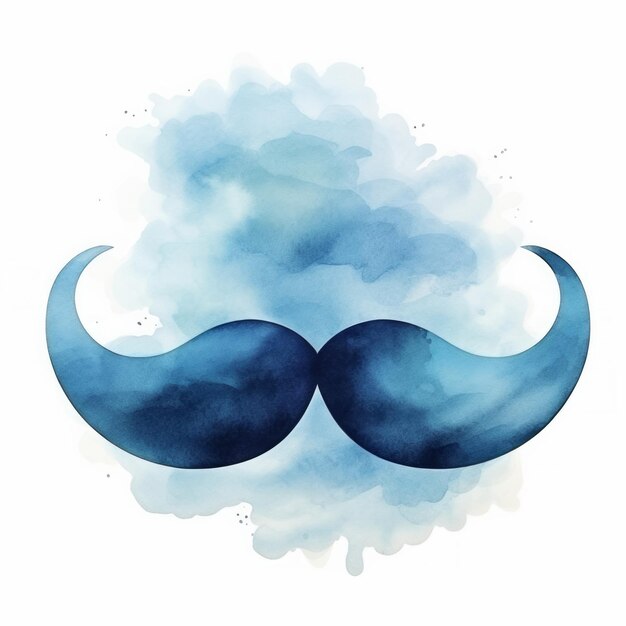 Photo dessin à l'aquarelle d'une moustache sur fond blanc