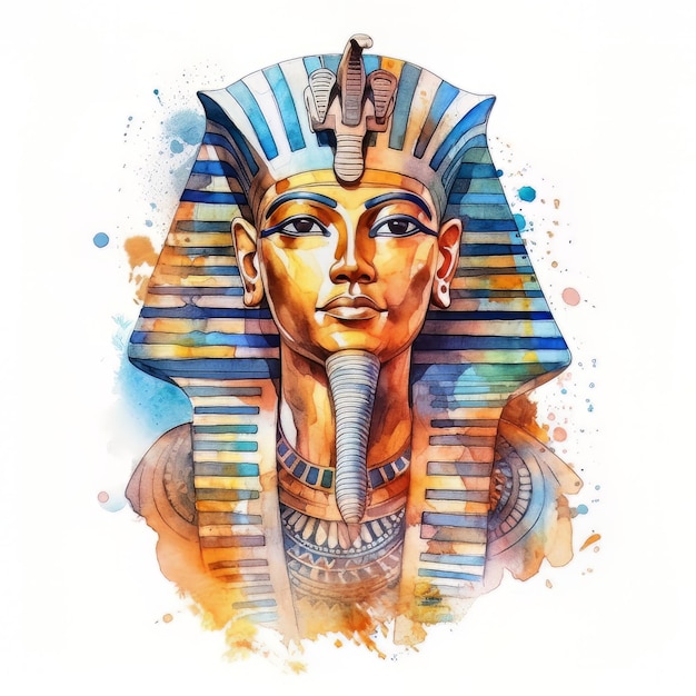 Un dessin à l'aquarelle d'un pharaon égyptien.