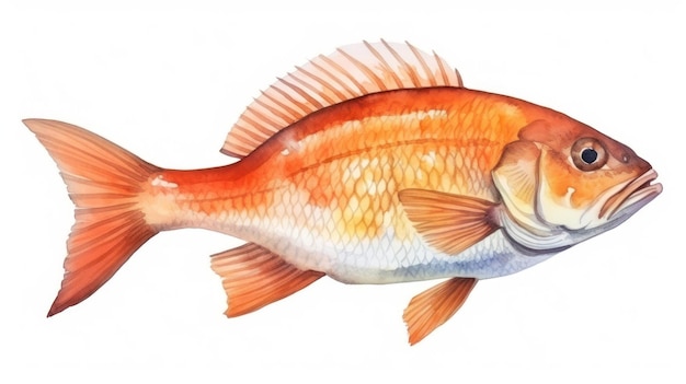 dessin à l'aquarelle d'un poisson sur un fond blanc illustration vectorielle IA générative