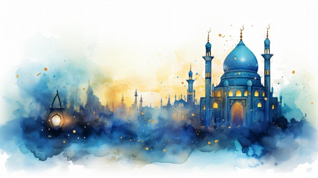 Le dessin à l'aquarelle Ramadan Kareem AR