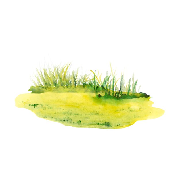 Dessin à l'aquarelle d'un terrain de football avec des herbes peintes en vert et