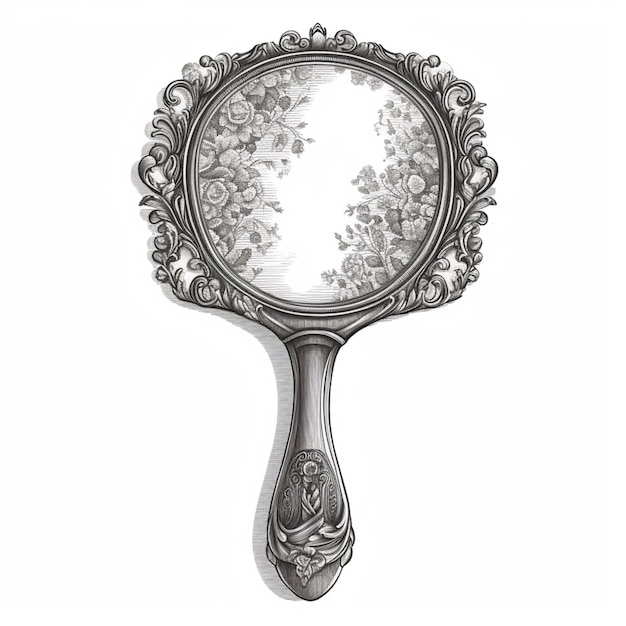 dessin arafé d'un miroir avec un dessin floral génératif ai