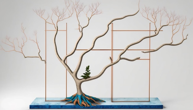 Un dessin d'un arbre avec un arbre au milieu