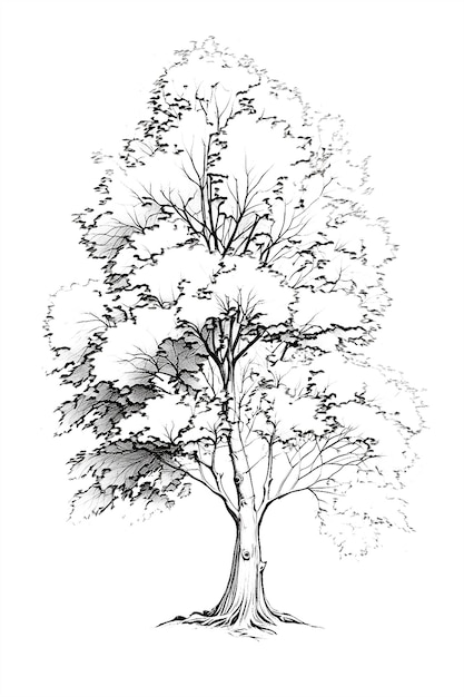 Photo dessin d'un arbre sur fond blanc