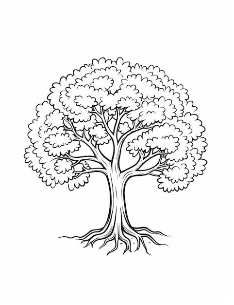 Photo un dessin d'un arbre avec un grand tronc et un grand tronc ai génératif