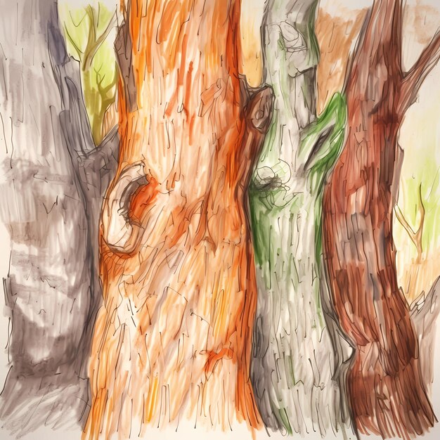 Photo un dessin d'un arbre avec le mot arbre dessus