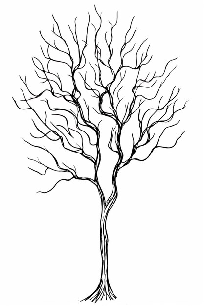 Photo un dessin d'un arbre nu sans feuilles