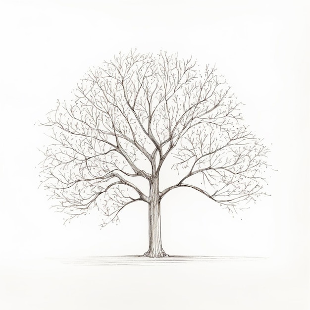 dessin d'un arbre sans feuilles sur un fond blanc