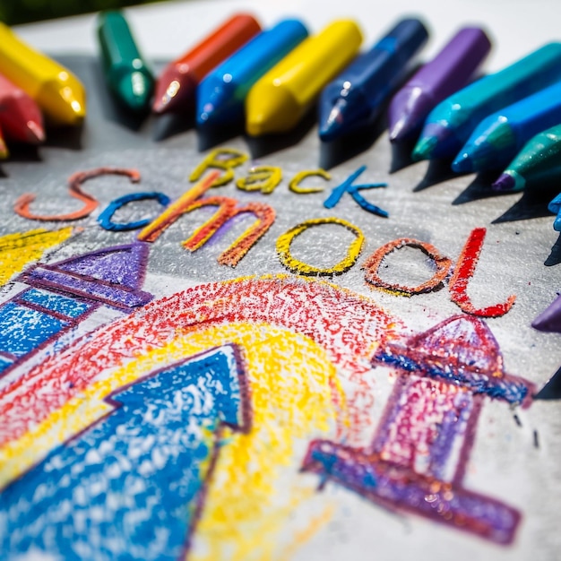 Photo un dessin d'arc-en-ciel d'un arc- en-ciel avec le mot école écrit en rouge