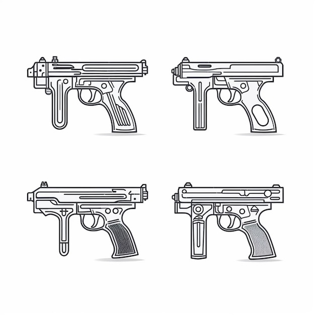 Un dessin d'une arme à feu avec le mot guns dessus