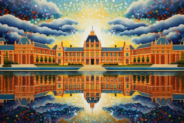 Dessin d'art du Palais de Versailles à Paris France