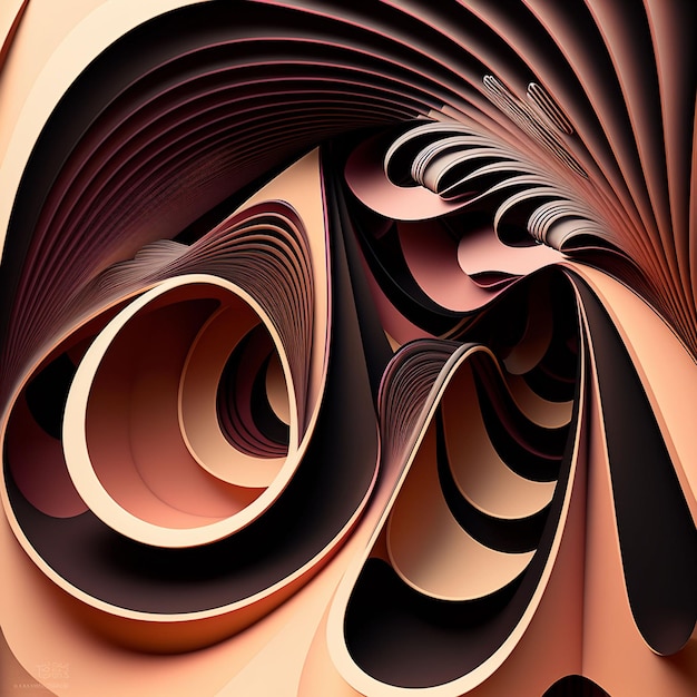 Un dessin artistique d'une conception en spirale avec le mot « au milieu »