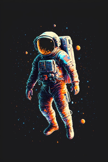 Photo un dessin d'un astronaute dans l'espace